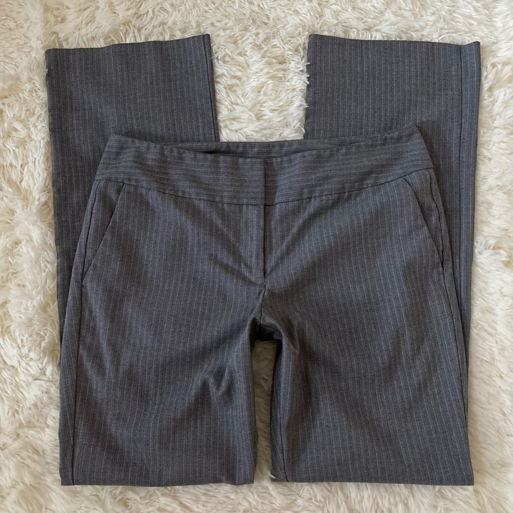 Ann Taylor Factory Signature Gray Pinstripe Wide Leg Dress Pants Trousers 8